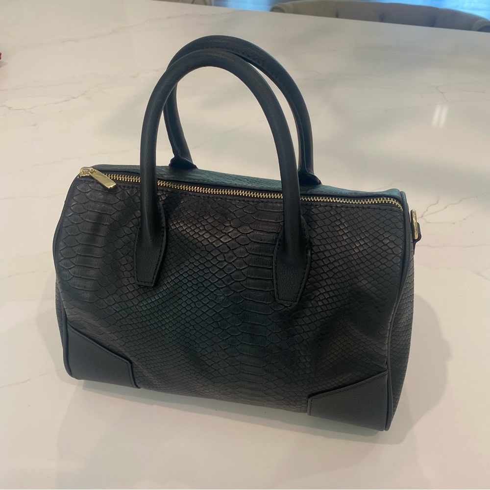 Express Faux Leather Black Snake Print Handbag